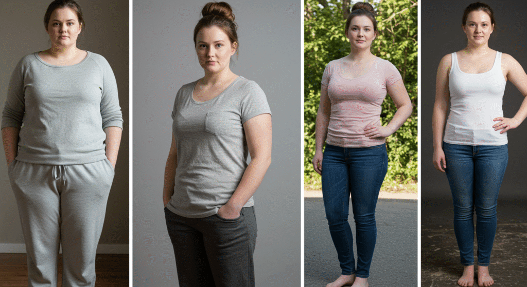 Pictures of Woman's Weight Loss Journey Over Time