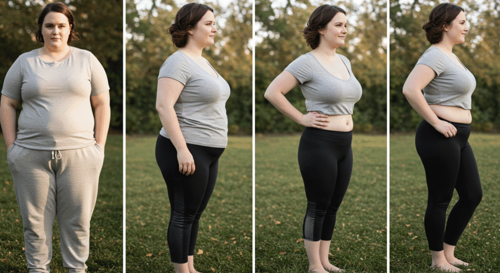 Pictures of Woman's Weight Loss Journey Over Time