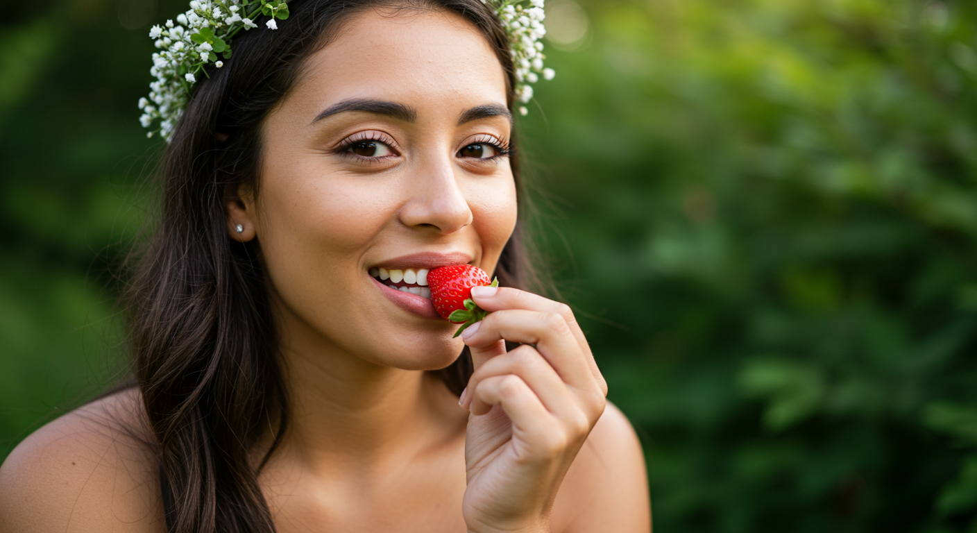 Woman Eating Berry