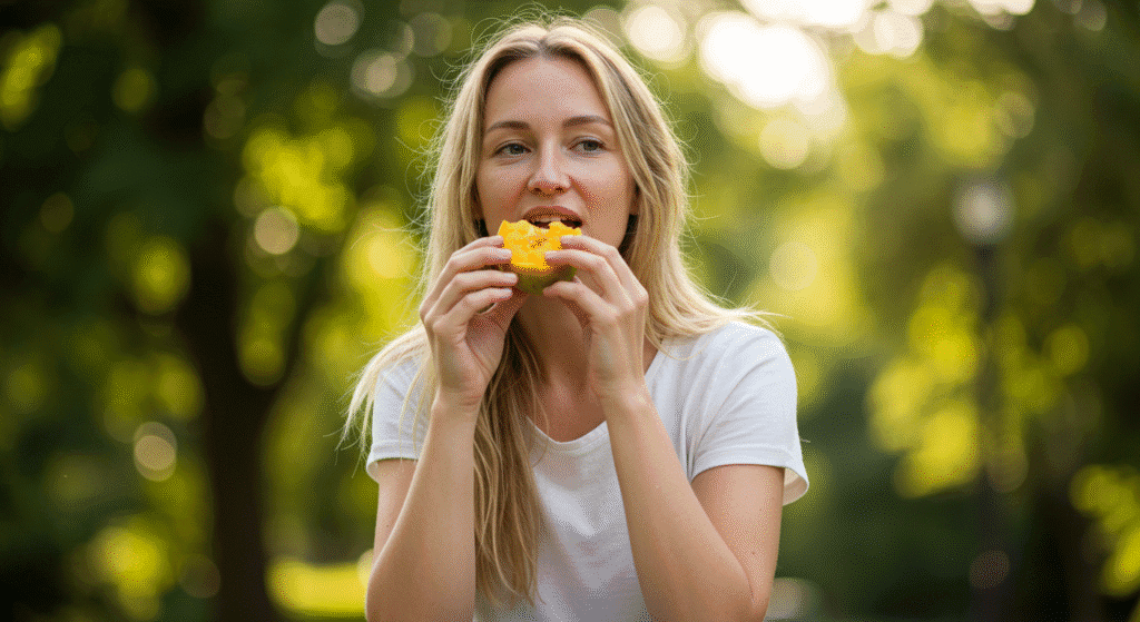 Woman Eating Mindfully