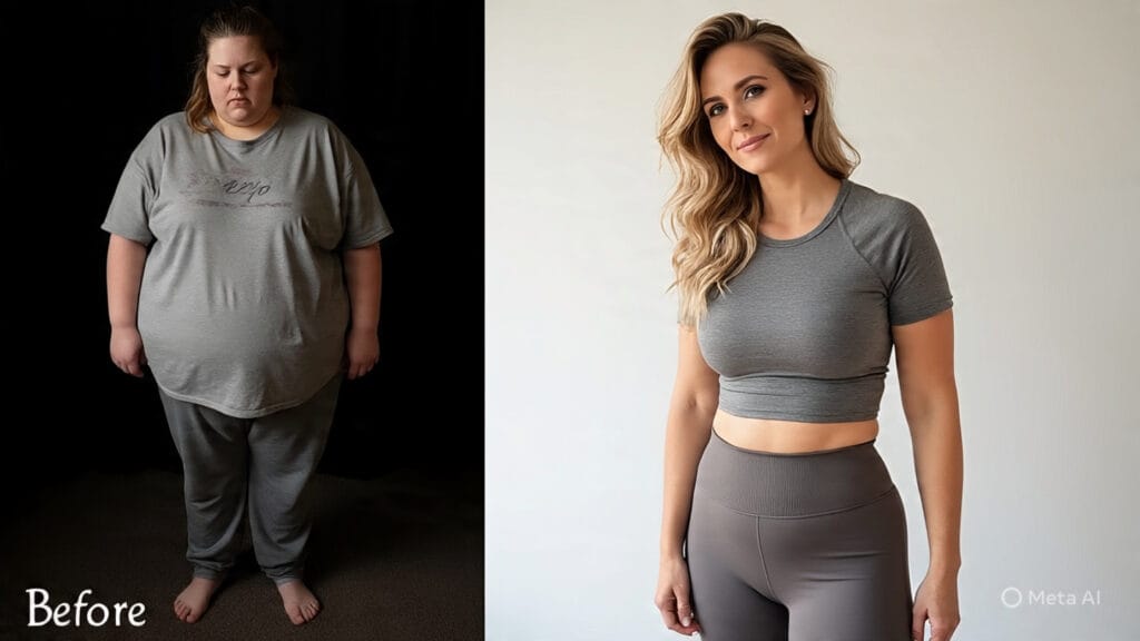 Before and After Pictures of a Woman's Weight Loss Journey